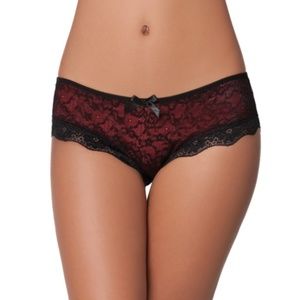Cage Back Lace Panty Black/Red
